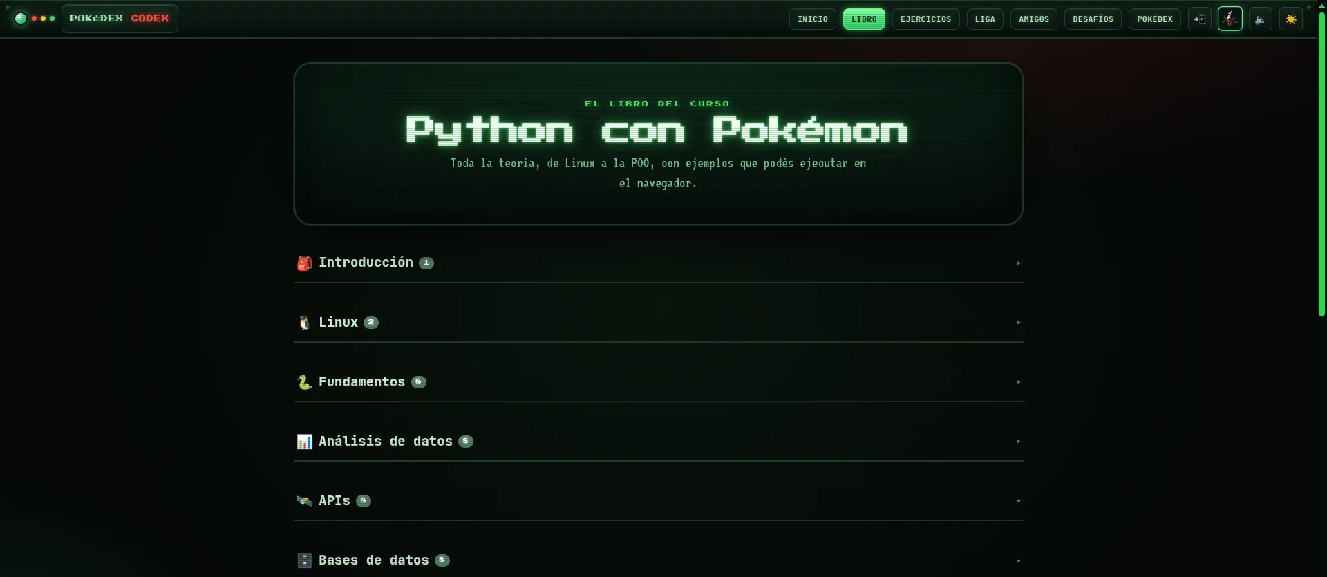 El libro interactivo: teoría de Linux y Python con ejemplos ejecutables y quizzes